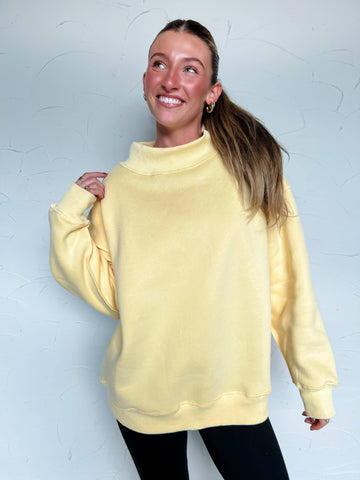Blank Mock Neck Sweatshirt in Yellow (REG)