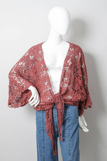 Rust Crochet Petal Kimono (REG)