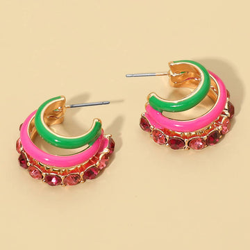 Rhinestone Layered Hoop Earrings