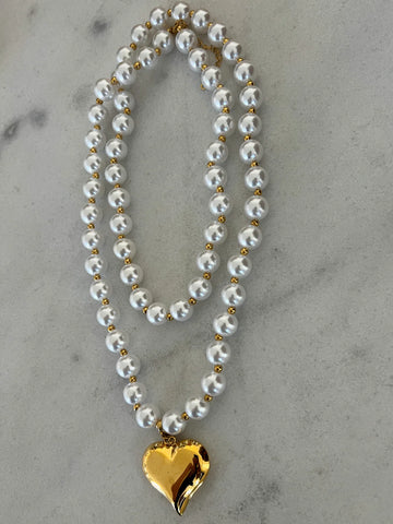 Pearl Heart Necklace Set