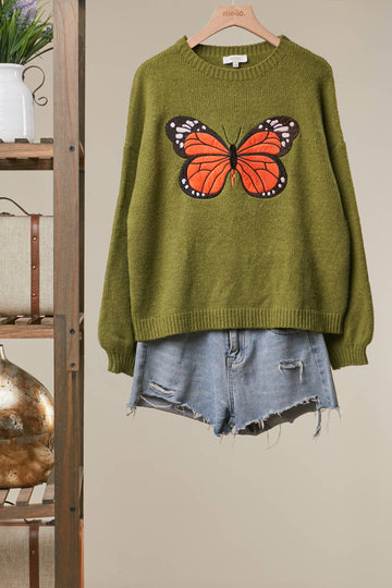 Embroidered Butterfly Sweater (REG)