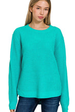 Hi Low Waffle Sweater in Turquoise (REG)