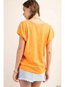 Orange Puff Sleeve Top
