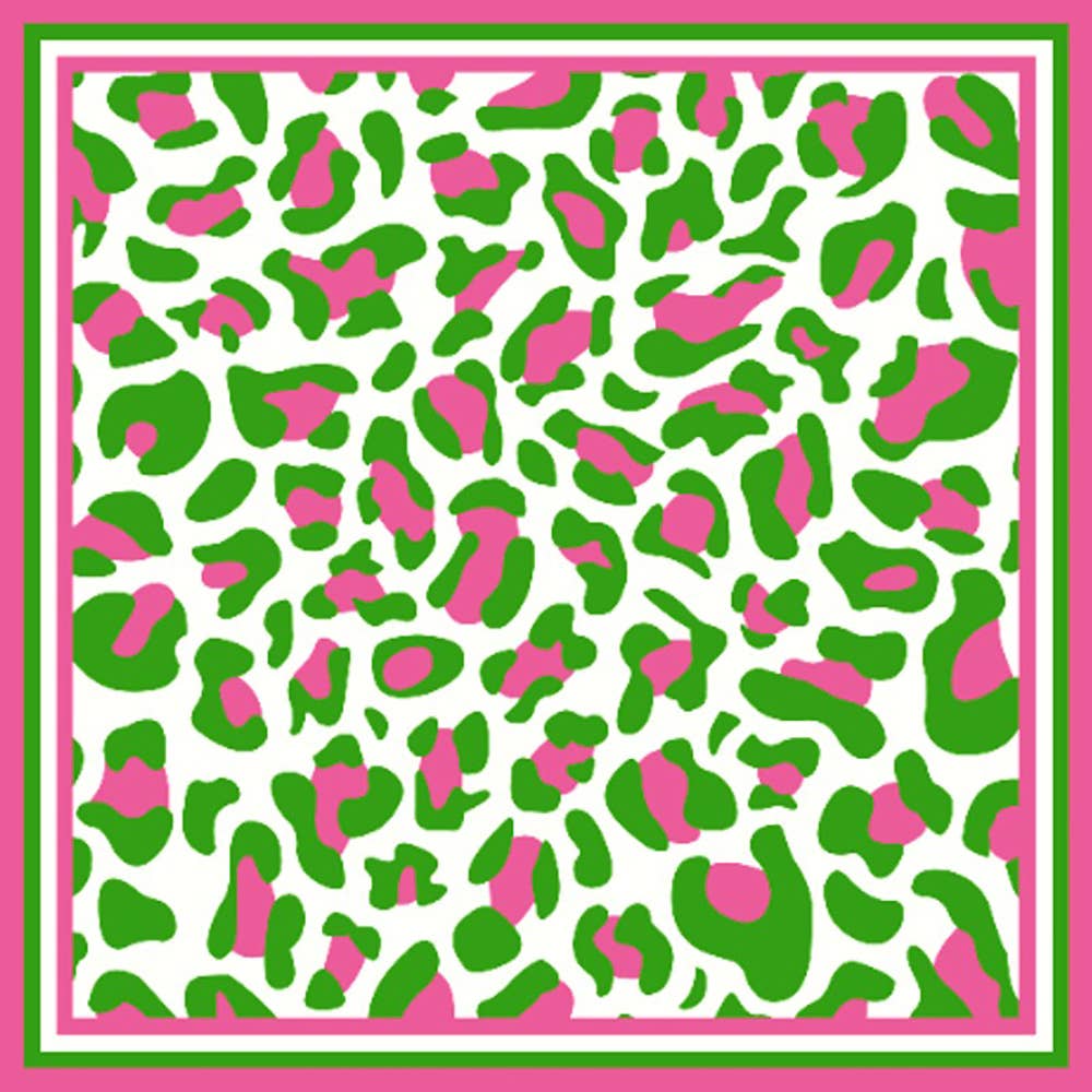 Pink and Green Leopard Scarf