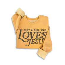 Just A Girl Who Loves Jesus Sweatshirt in Mustard (REG)