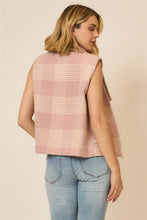 Open Front Plaid Vest in Rose (REG)