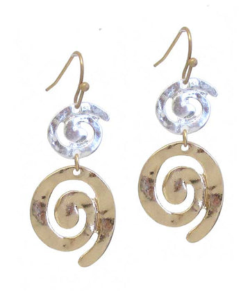 Mixed Metal Swirl Earrings