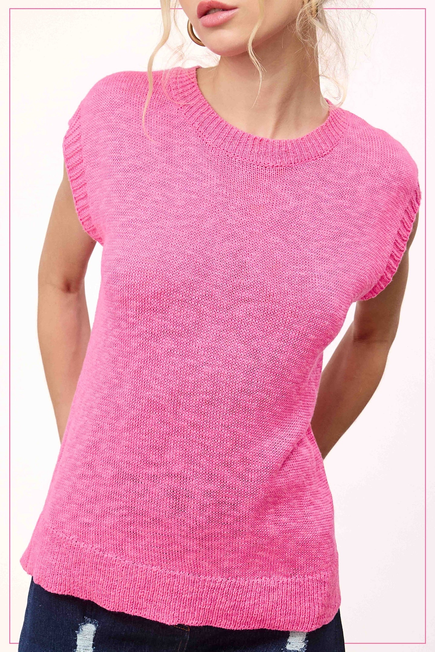 Sleeveless Ribbed Knit Sweater in Candy (REG)