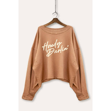 Howdy Darlin' Cropped Sweatshirt in Clay (REG)
