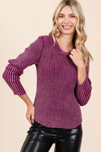 Mineral Wash Ribbed Sweater in Plum (REG)