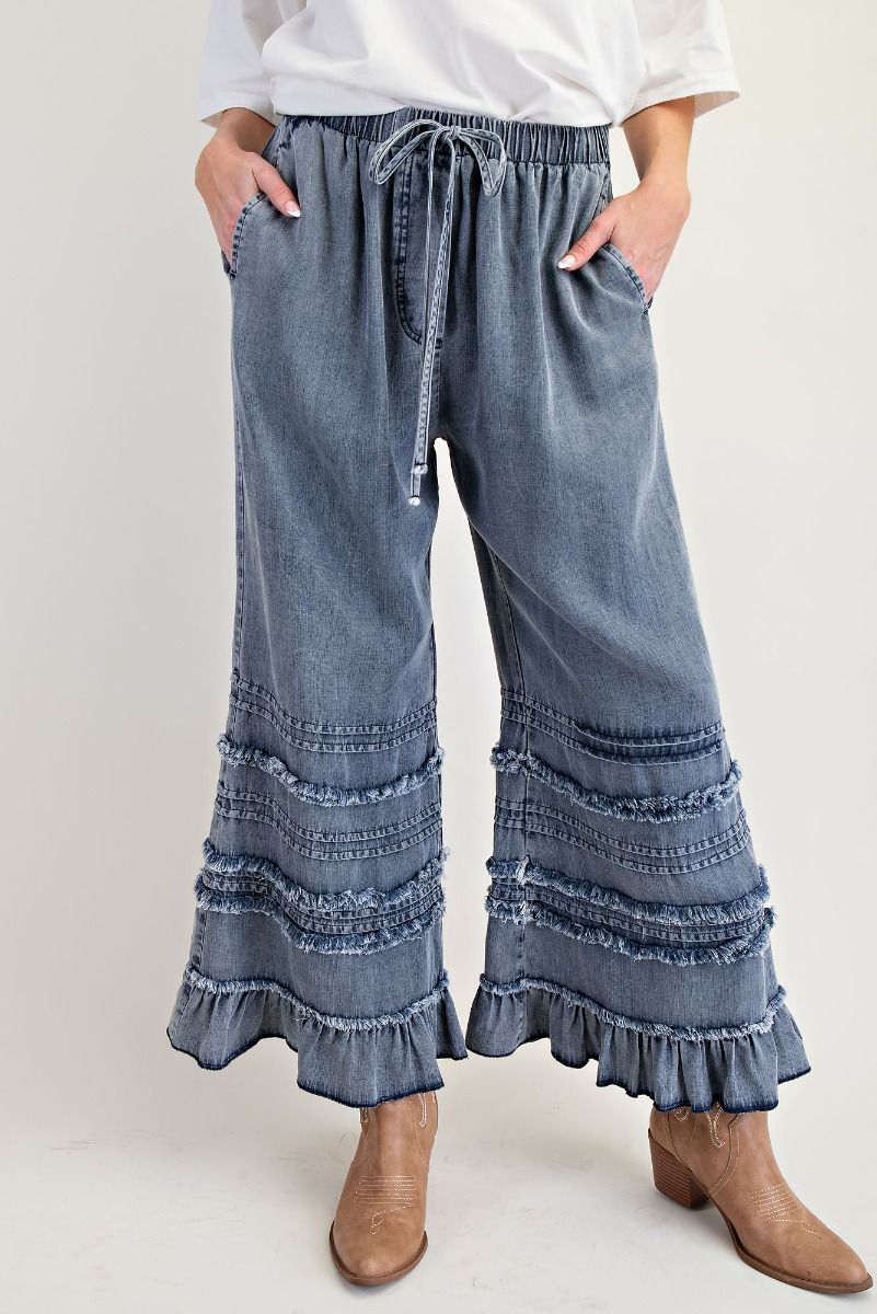 Ruffle Hem Chambray Pants (REG)