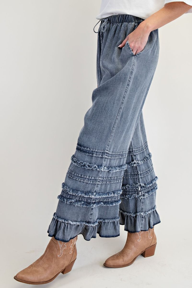Ruffle Hem Chambray Pants (REG)
