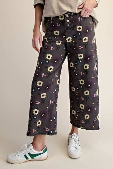 Joyful Flower Twill Pants in Ash (REG)