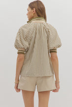 Half Zip Puff Sleeve Top in Olive (REG/PLUS)