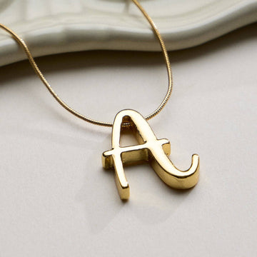 Gold Dipped Fancy Initial Necklace
