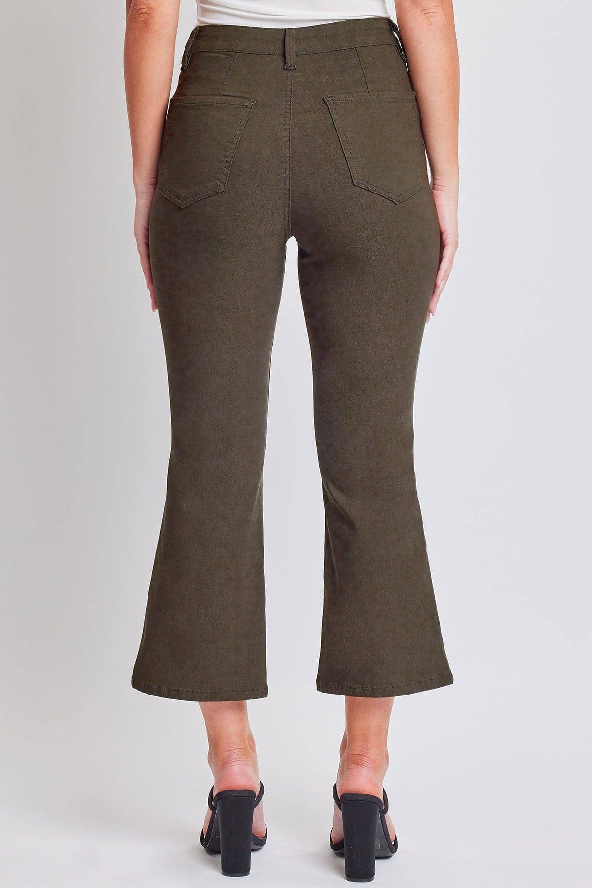 Hyperstretch Cropped Kick Flare Pants in Olive (REG)