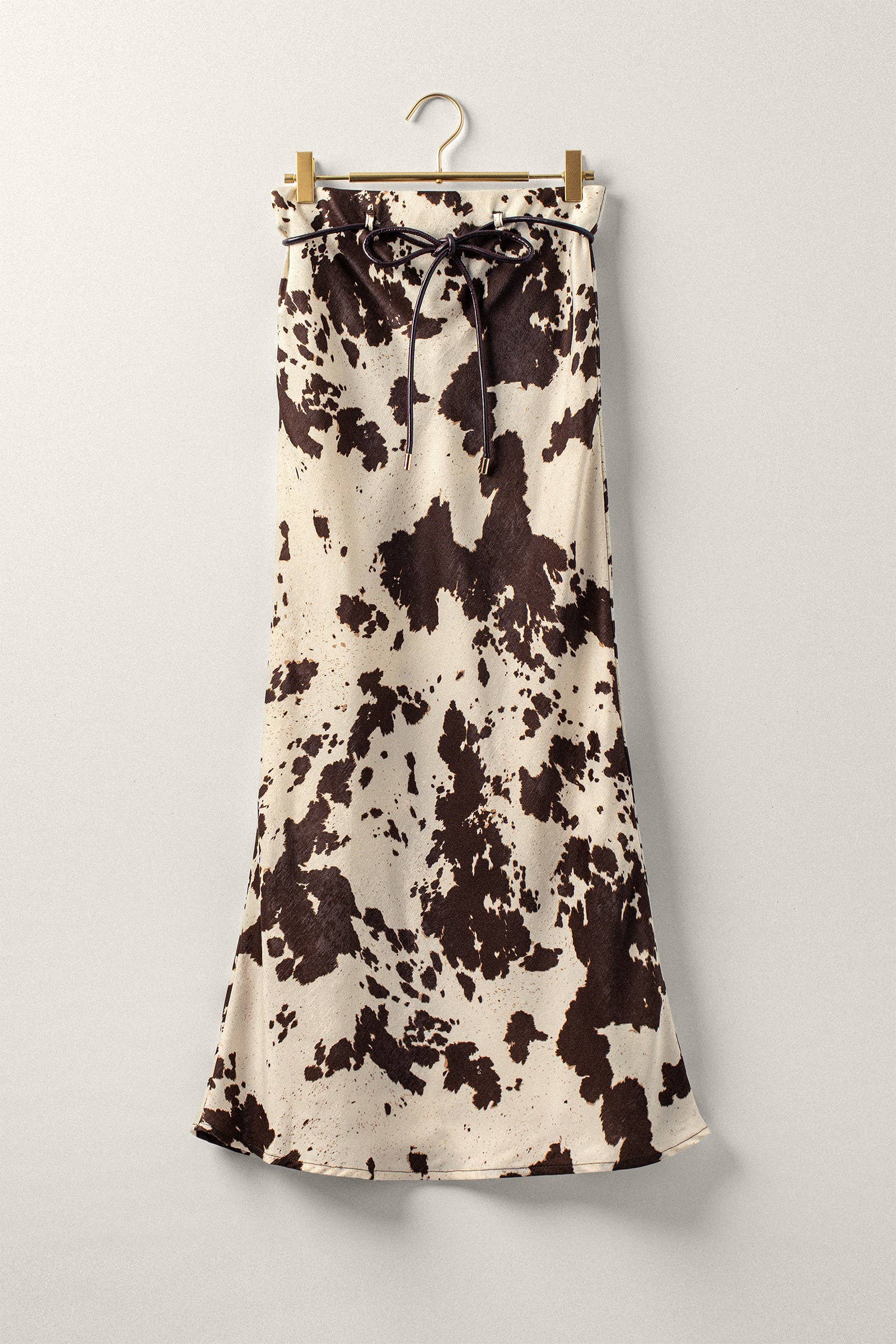 Cow Print Satin Midi Skirt (REG)
