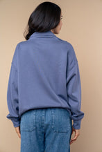 Zip Collar Pullover Top in Light Navy (REG)