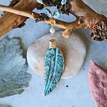 Larimar and Jasper Feather Necklace