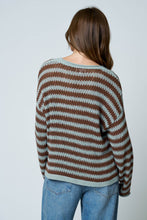 Split Neck Raw Edge Sweater in Blue (REG)