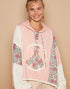 Flowers and Peace Top in Salmon Pink (REG)