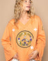 Embroidered Peace Top in Papaya (REG)