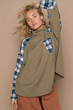 Olive and Plaid Contrast Top (REG)