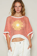 Happy Flower Crochet Top in Coral/Ivory (REG)