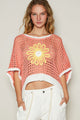 Happy Flower Crochet Top in Coral/Ivory (REG)