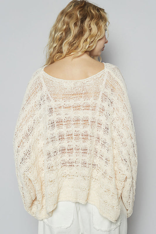 Cable Twist Crop Sweater in Natural (REG)