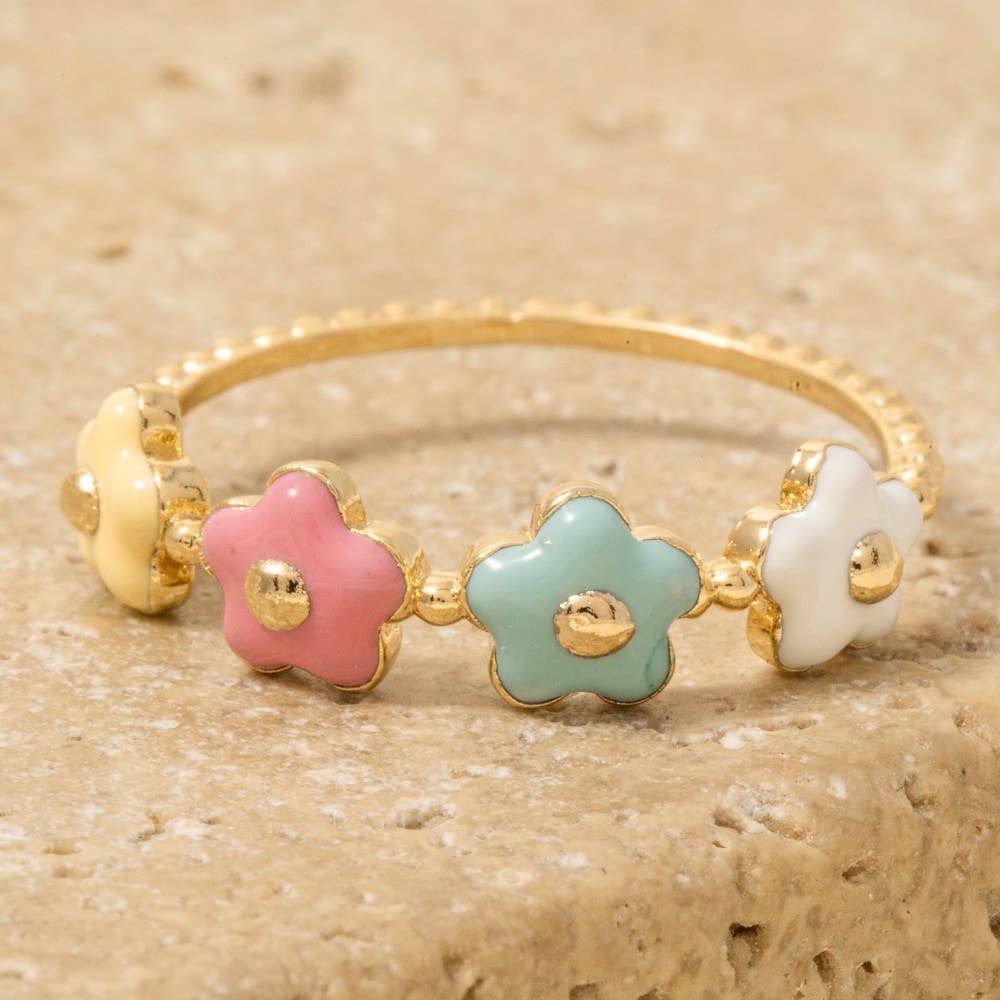 Gold Dipped Enamel Flower Ring