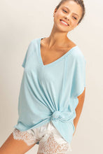 Oversized V-Neck Top in Blue (REG/PLUS)