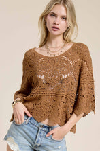 Mocha Floral Crochet Top (REG)