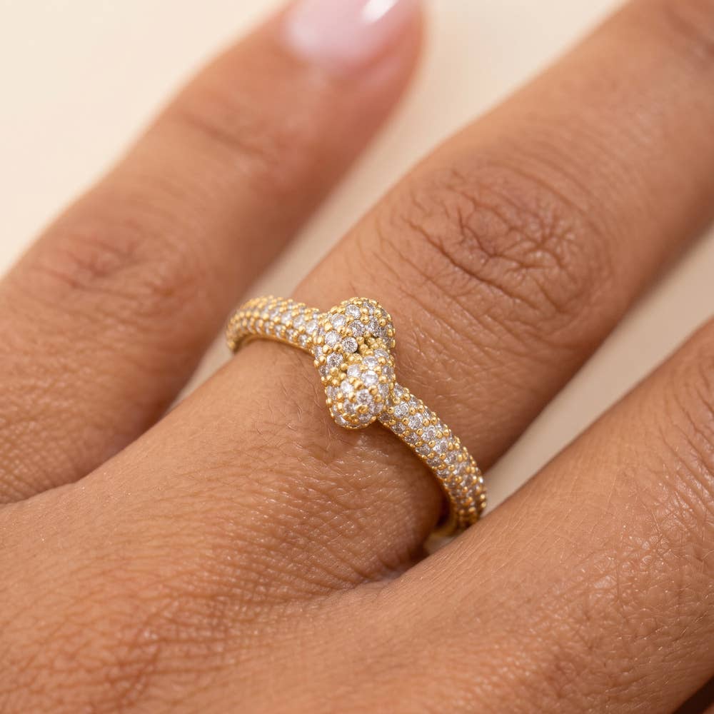 Gold Dipped Pave Knot Ring