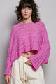 Cable Twist Crop Sweater in Berry Pink (REG)