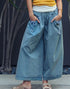 Drawstring Pocket Culotte Pants in Blue (REG)