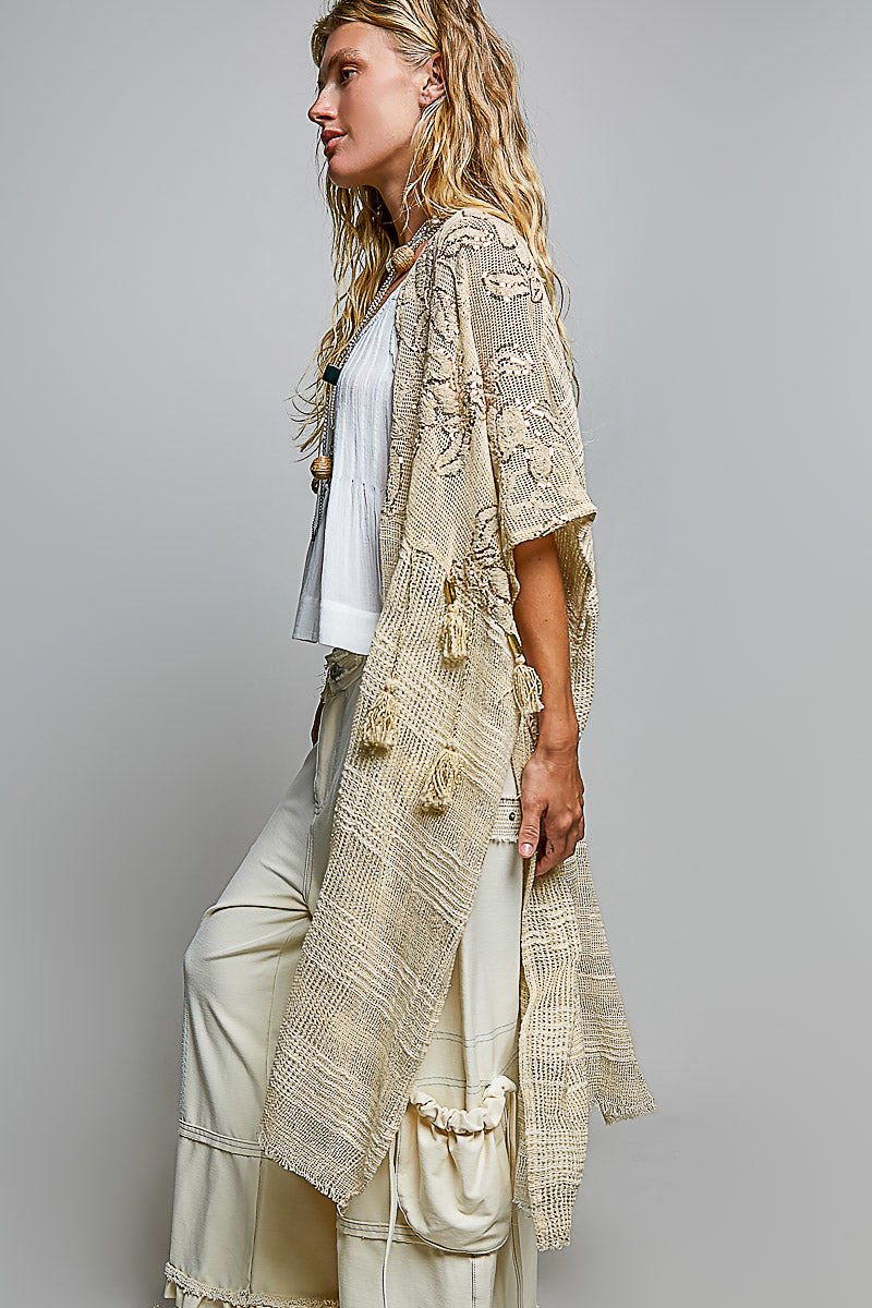 Sequin Embroidered Tassel Cardigan (REG)