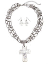 Triple Chain Cross Necklace