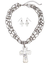 Triple Chain Cross Necklace