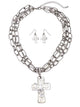 Triple Chain Cross Necklace