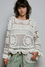Boho Crochet Scallop Top in Cream (REG)