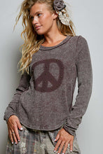 Washed Thermal Peace Top in Coffee Bean (REG)