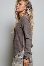 Washed Thermal Peace Top in Coffee Bean (REG)