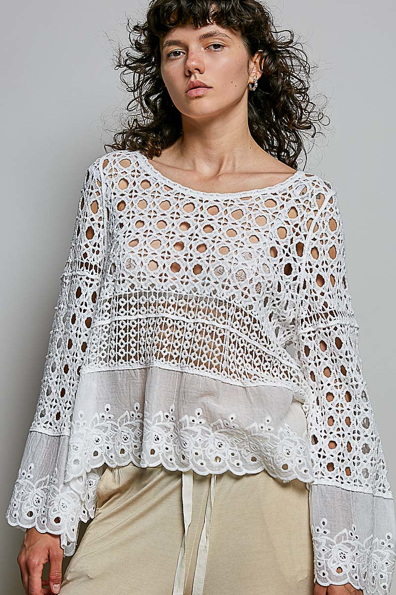 Flowy Feeling Crochet Top in Off White (REG)