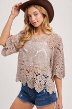 Classy Crochet Lace Top in Latte (REG)