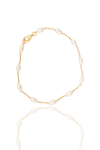 18K Filled Oval Pearl Station Bracelet