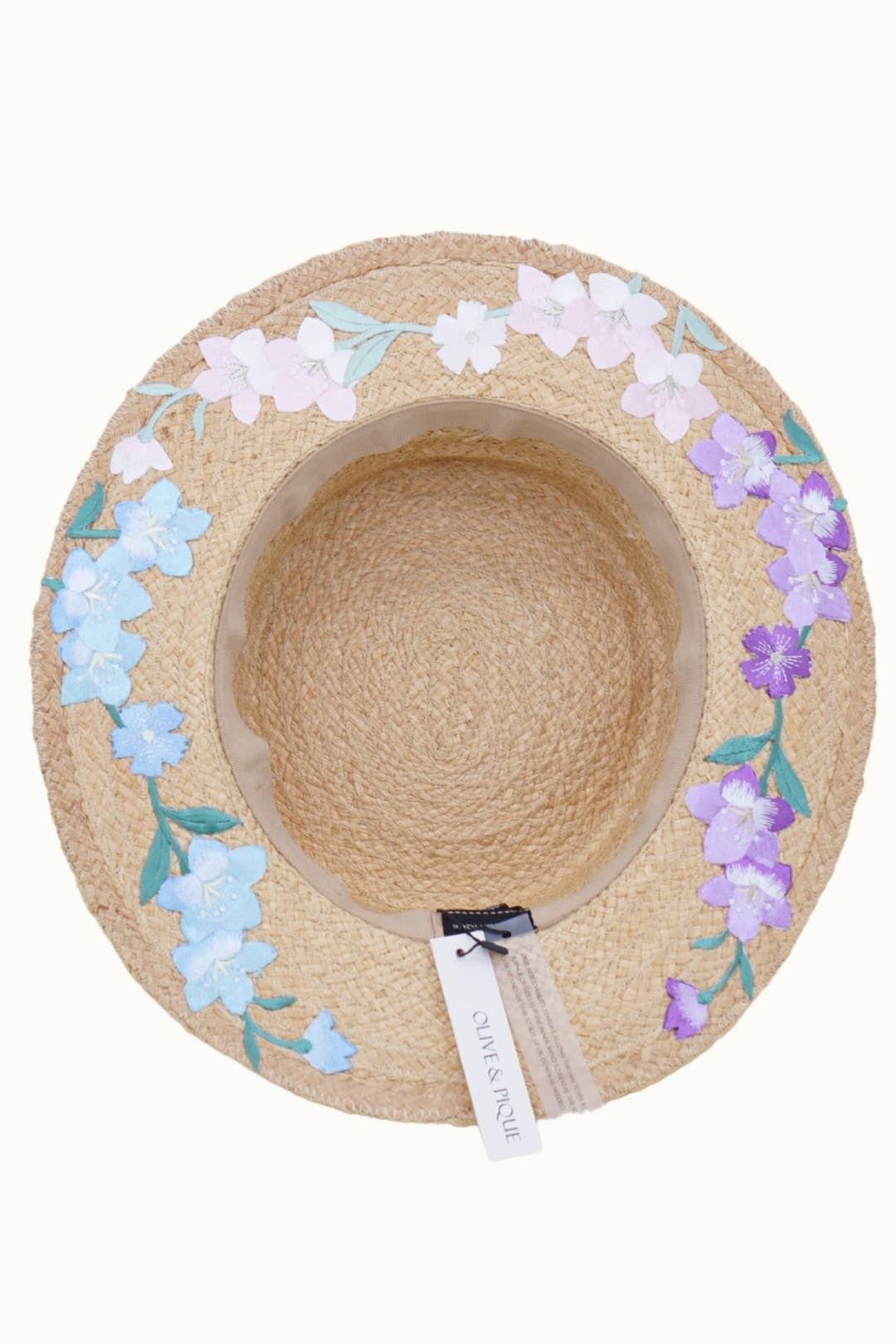 Floral Embroidered Straw Hat