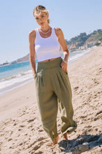 Smocked Cotton Gauze Pants in Olive (REG)