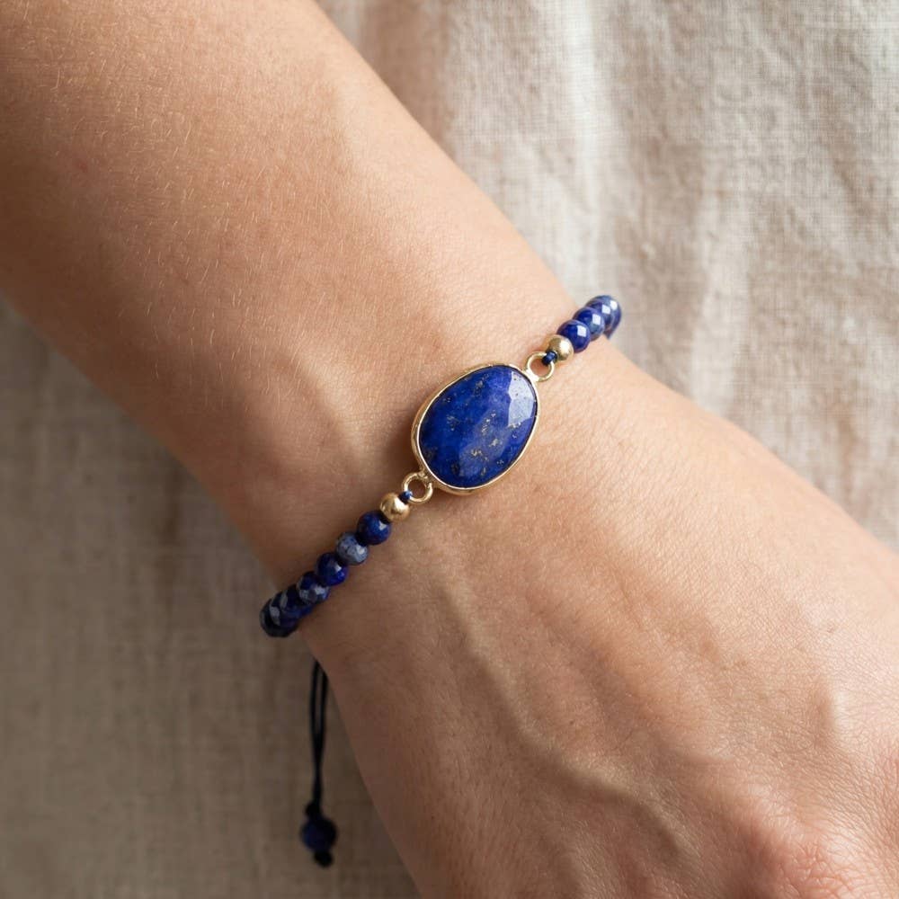Oval Stone Beaded Cord Bracelet