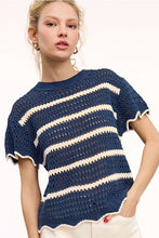 Crochet Scallop Sweater in Galaxy Blue (REG)